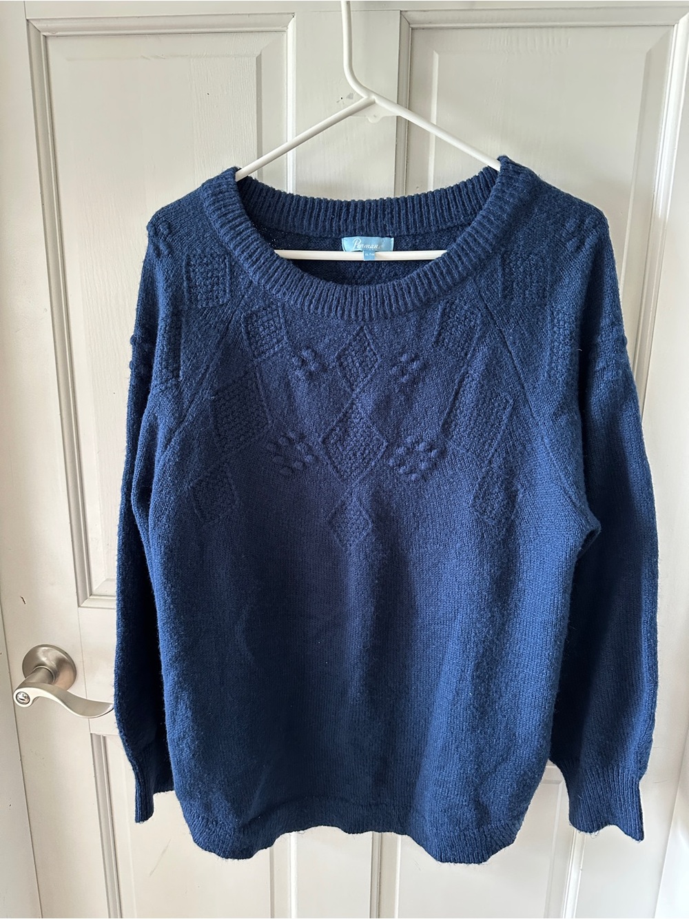 Penmans Denim Blue Diamond Cable Knit Crewneck Sweater Size XL - Picture 3 of 5